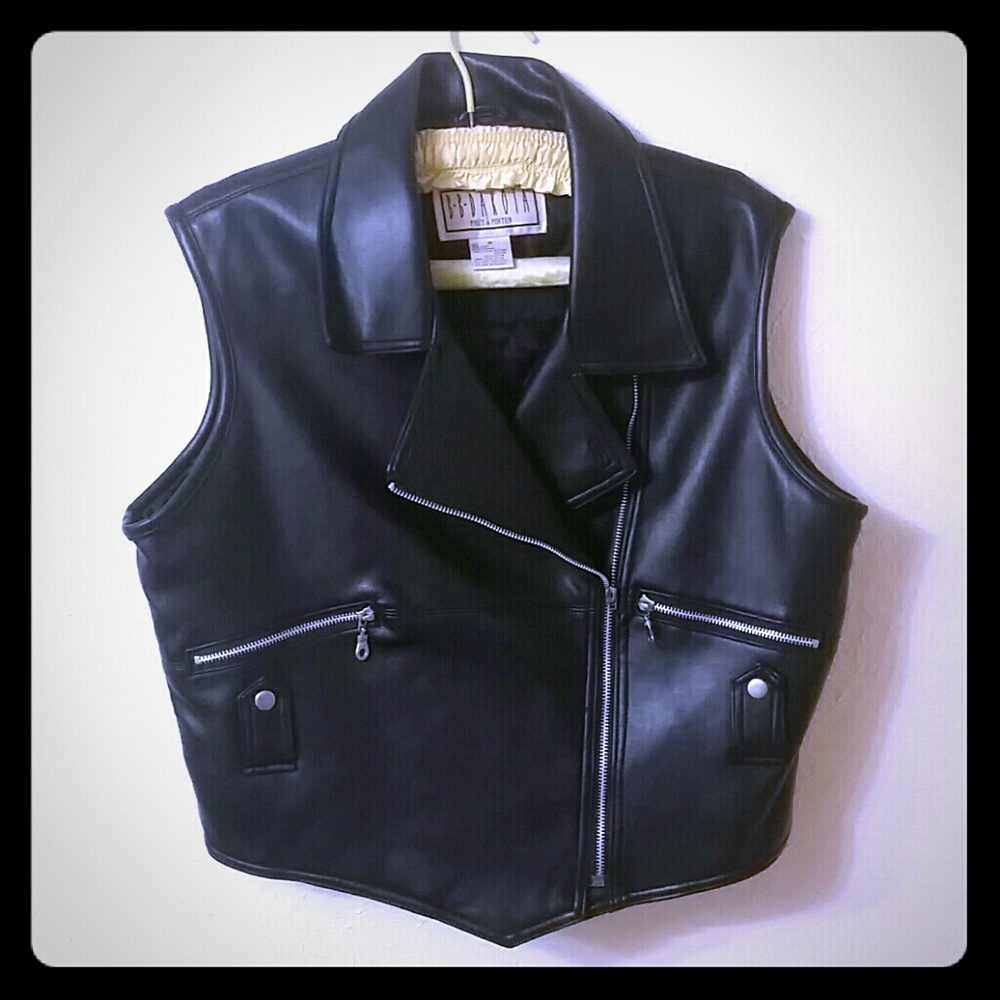Vegan leather vintage edgy biker vest